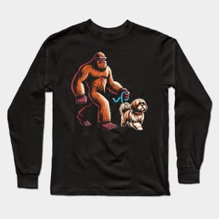 Bigfoot Walking Shih Tzu Chic Stylish Tee for Admirers Long Sleeve T-Shirt